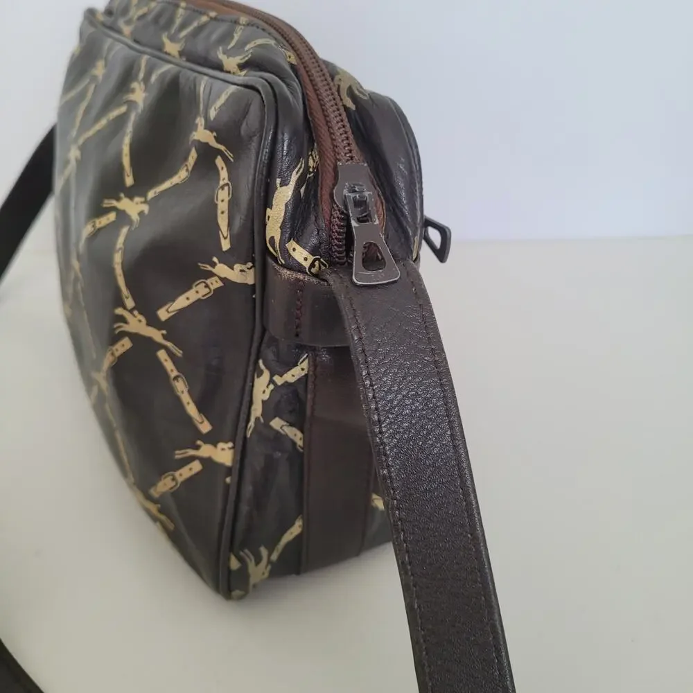 Longchamp‎ Paris Signature Geniue Leather Brown Zip Shoulder Bag Purse Medium